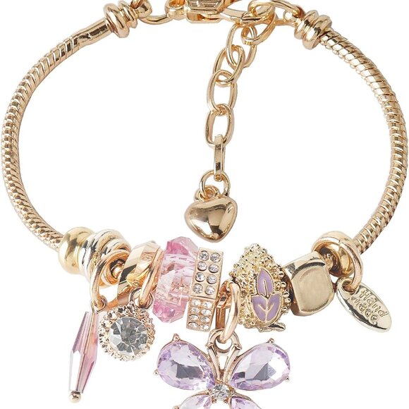 Cute Adjustable Friendship Bracelet for Teens - Stunning Gold & Cartoon Charms - Picture 1 of 6